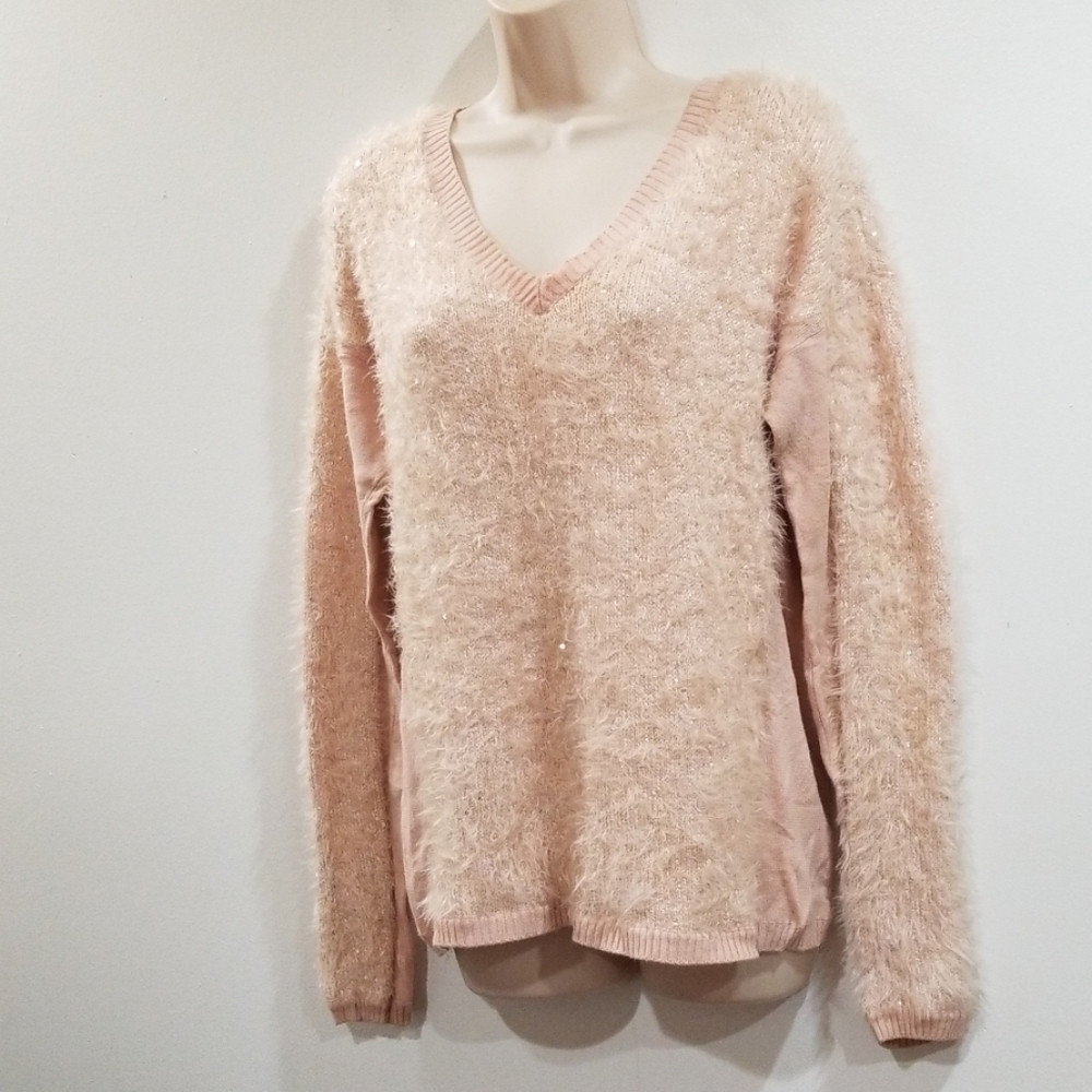 Trouve Pink Soft Fuzzy Warm Sequined Sweater - image 4